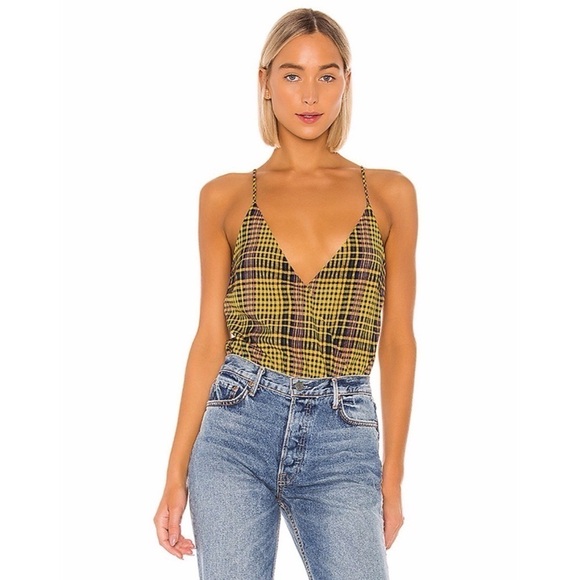 NWT Lovers + Friends Bianca Yellow Plaid Bodysuit - Picture 3 of 7